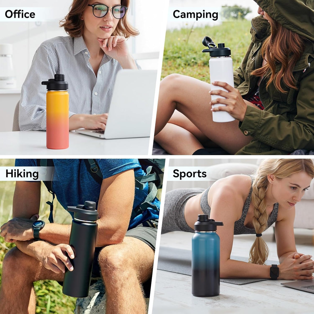 Fijinhom BPA Free Stainless Steel Water Bottle with Carry Handle 18oz, Birthday Gift for Gym Lovers and Outdoor Friends