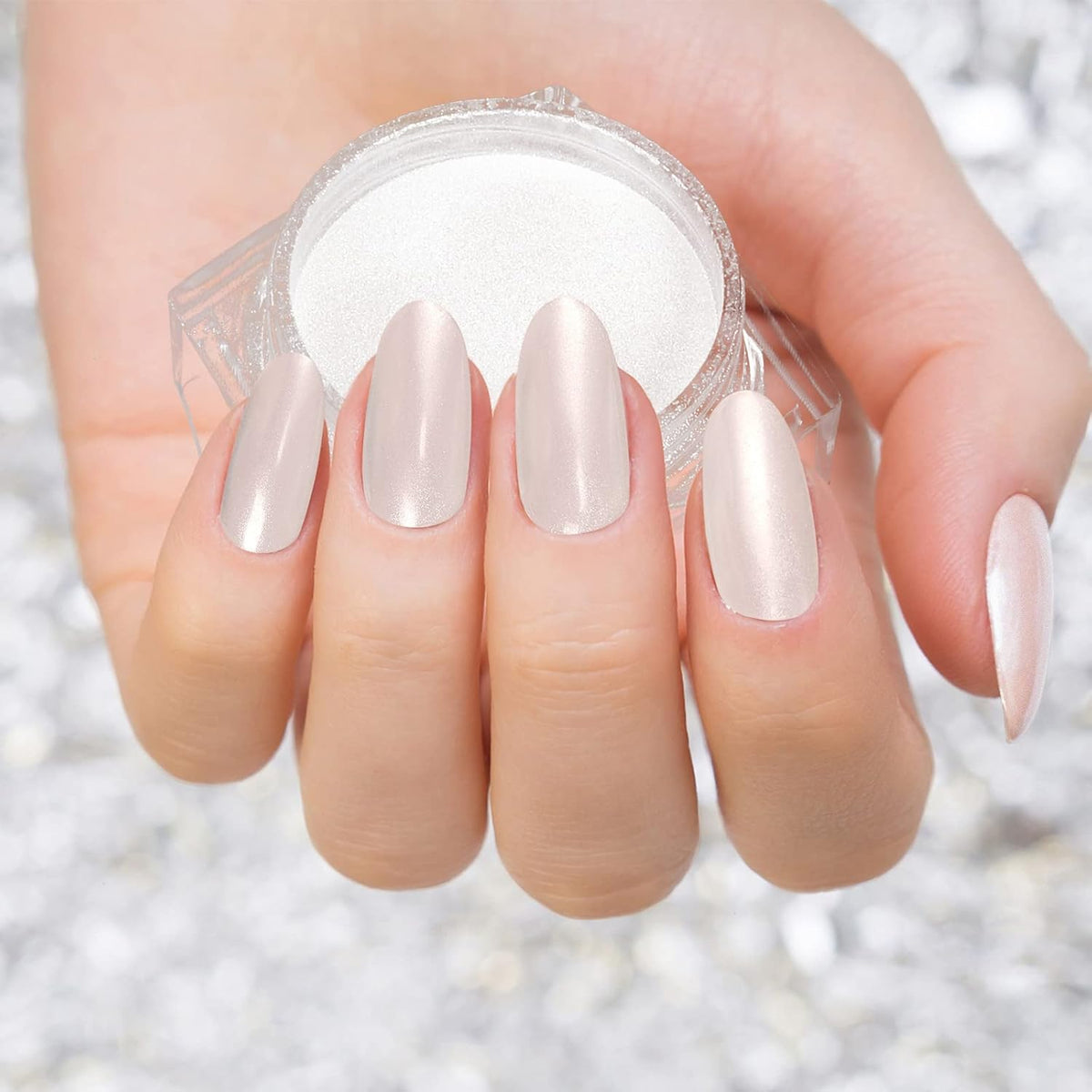 fine powder form compatible with gel polish and resin mediums