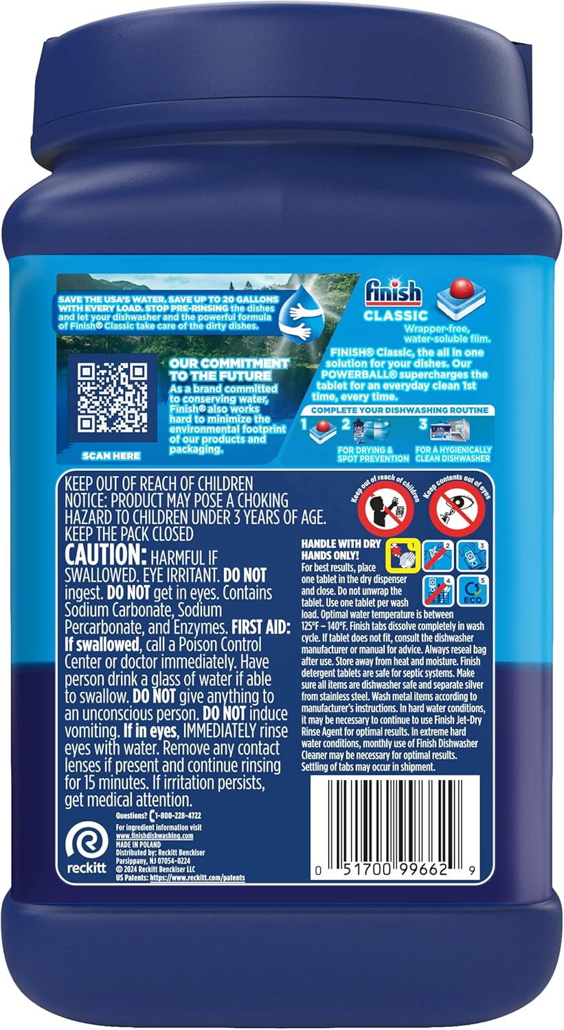 Finish Classic Dishwasher Pods 84 ct. – Busy Home Office Kitchen, No-Pre-Rinse Daily Dishwashing