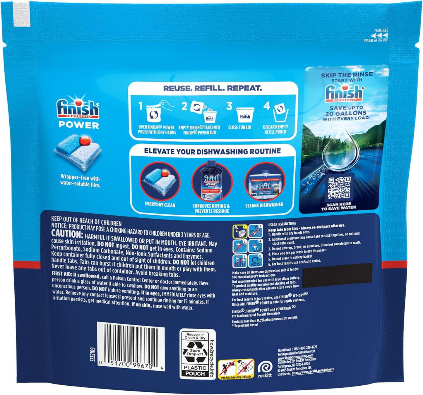 Finish Power Dishwasher Pods for Uncluttered Kitchens, Pre-Measured Pods for Effortless Daily Use