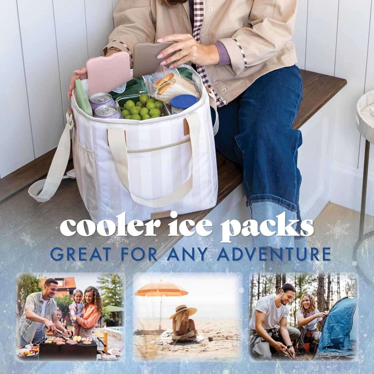 Fit & Fresh Cool Coolers XL Slim Ice Packs for Travel and Day Trips, Compact Freezer Packs for Backpacks and Soft Coolers