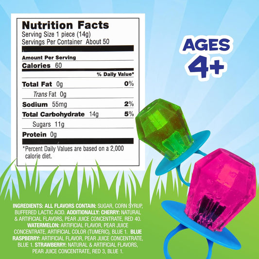 five assorted fruity flavors: strawberry, blue raspberry, watermelon, berry blast, cherry