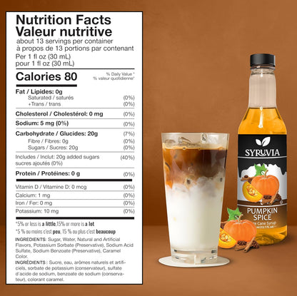 five available flavor variants: caramel, vanilla, hazelnut, gingerbread, pumpkin spice