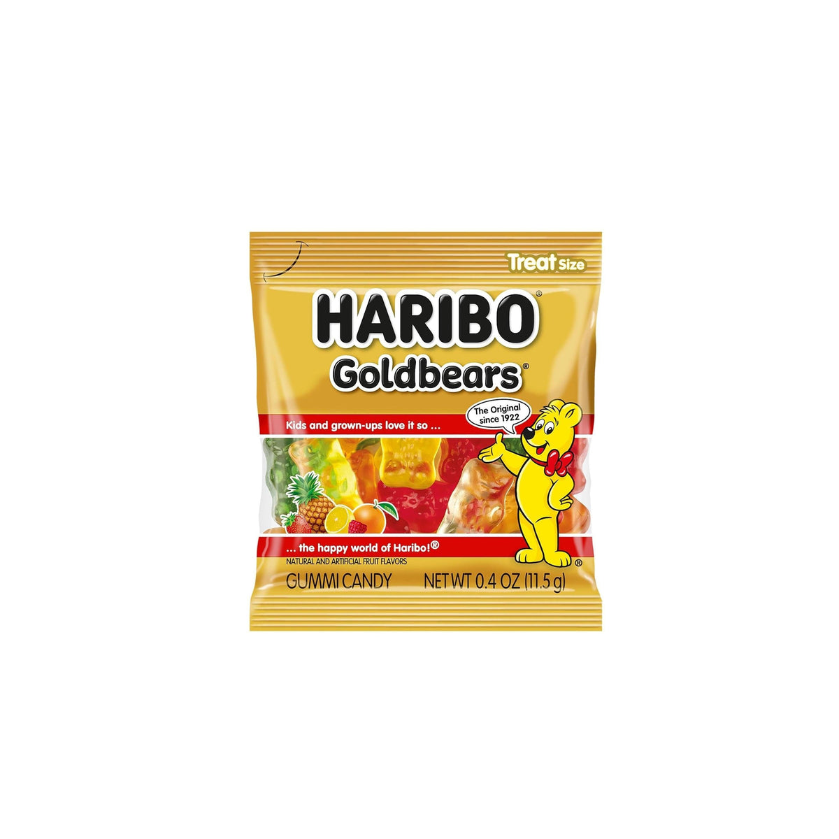 five fruity flavors: lemon, orange, pineapple, raspberry, and strawberry in signature bear shapes