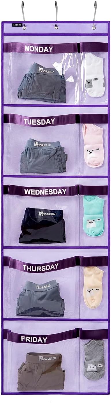 five large 9.5"h x 12"w pockets sized for school uniforms, t-shirts, and tops
