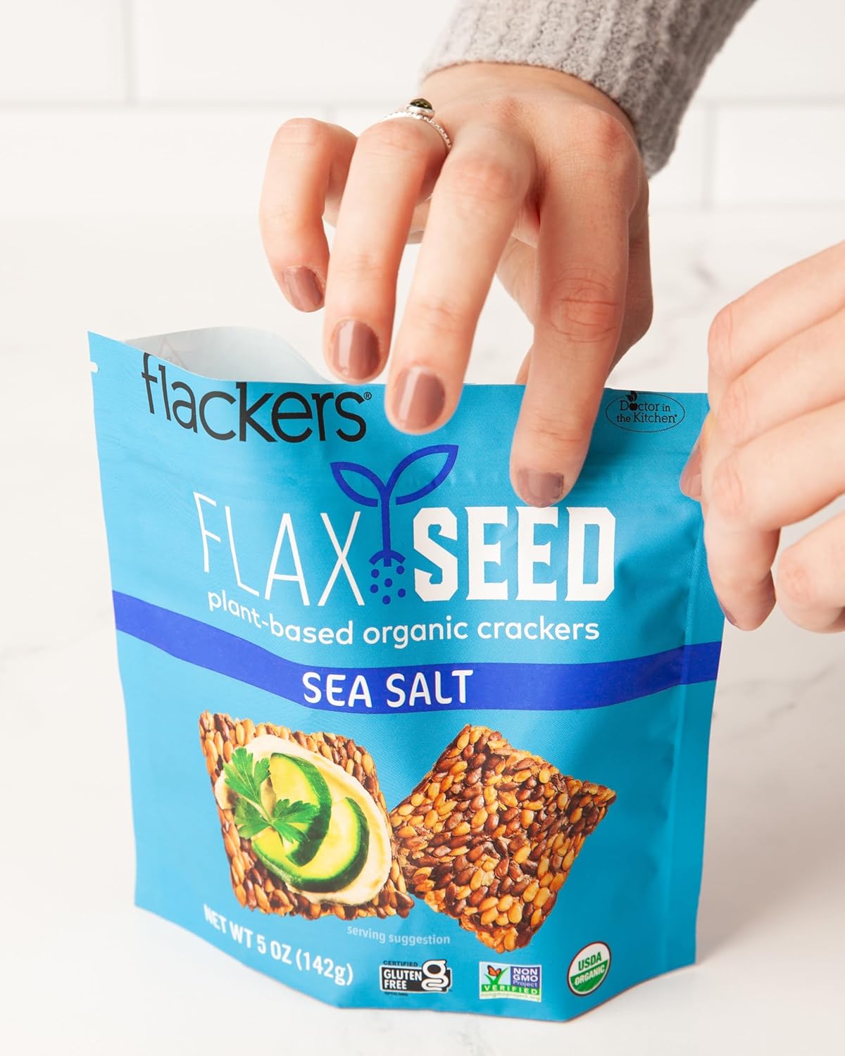 Flackers Organic Rosemary Flaxseed Crackers – Five-Ingredient Snack for a Clean Pantry Aesthetic