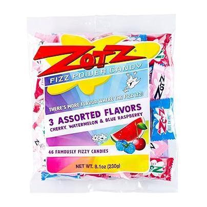 flavor variants including assorted, single-flavor (cherry, watermelon, blue raspberry), and fiery cinnamon for spicy-candy fans