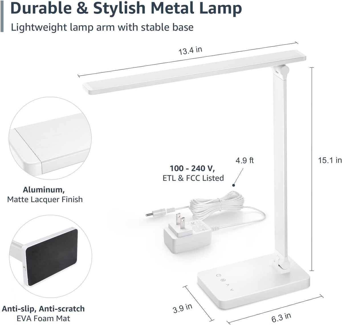 flexible, foldable arm and top light bar for precise directional focus and compact storage