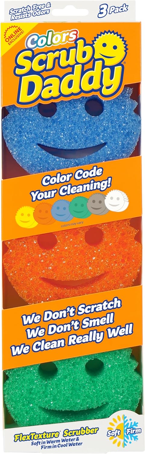 flextexture polymer foam — firms in cold water, softens in warm water for adaptive scrubbing