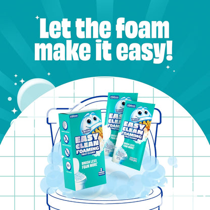foaming formula that expands into millions of bubbles and changes color while cleaning