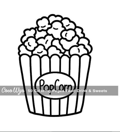 food, drink, dessert, and fruit themed illustrations across the book