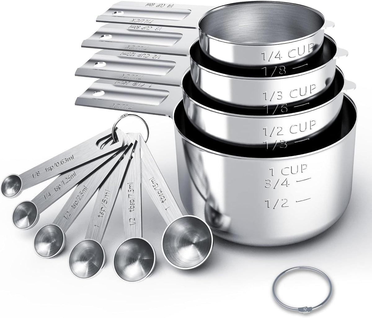 food-grade 18/8 stainless steel construction for both cups and spoons