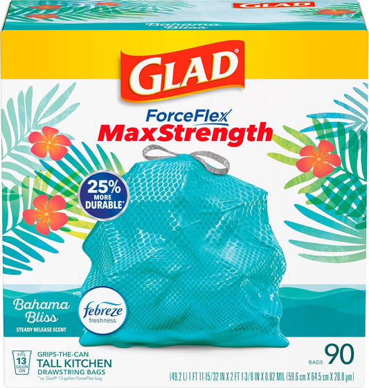 forceflex maxstrength technology with double side seams for 25% greater durability vs. standard glad forceflex