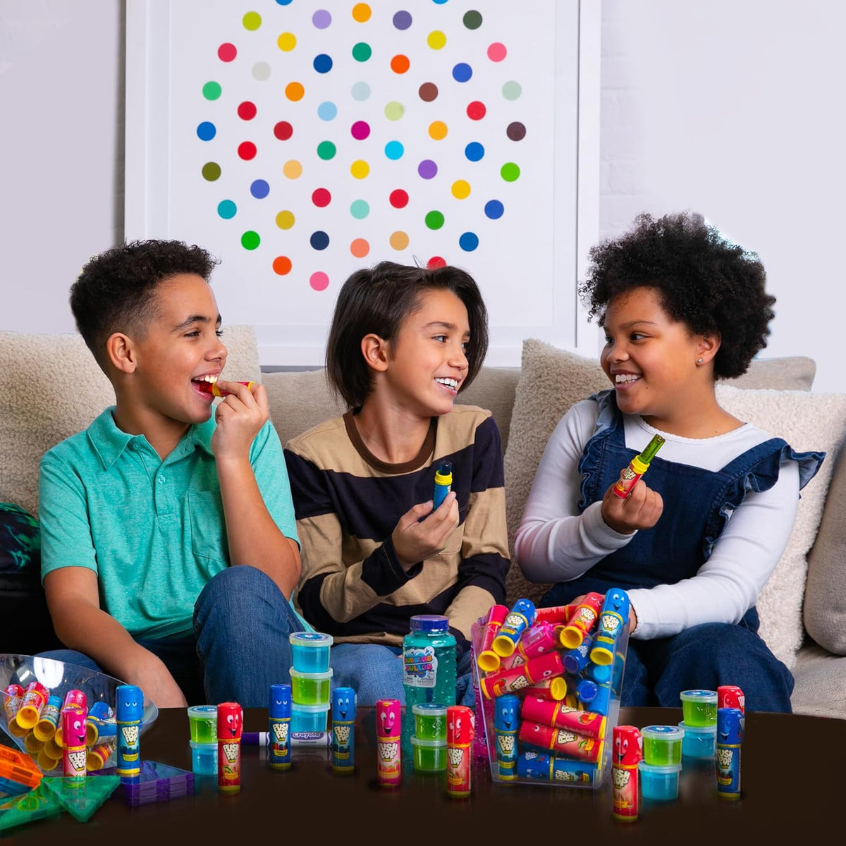 four assorted fruity flavors: strawberry, blue raspberry, berry blast, watermelon