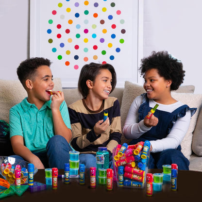 four assorted fruity flavors: strawberry, blue raspberry, berry blast, watermelon