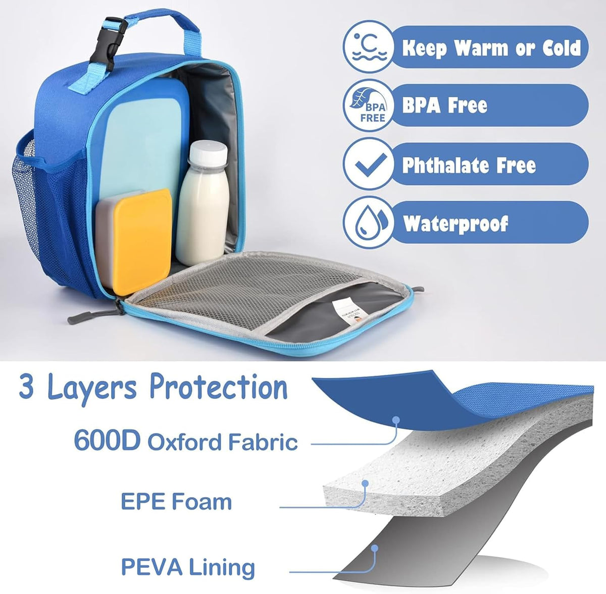 four compartments: 1 main pocket, 1 internal mesh pocket, 1 side mesh pocket for water bottle
