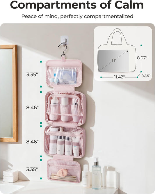 four dedicated compartments with elastic straps and mesh pockets for bottles and jars