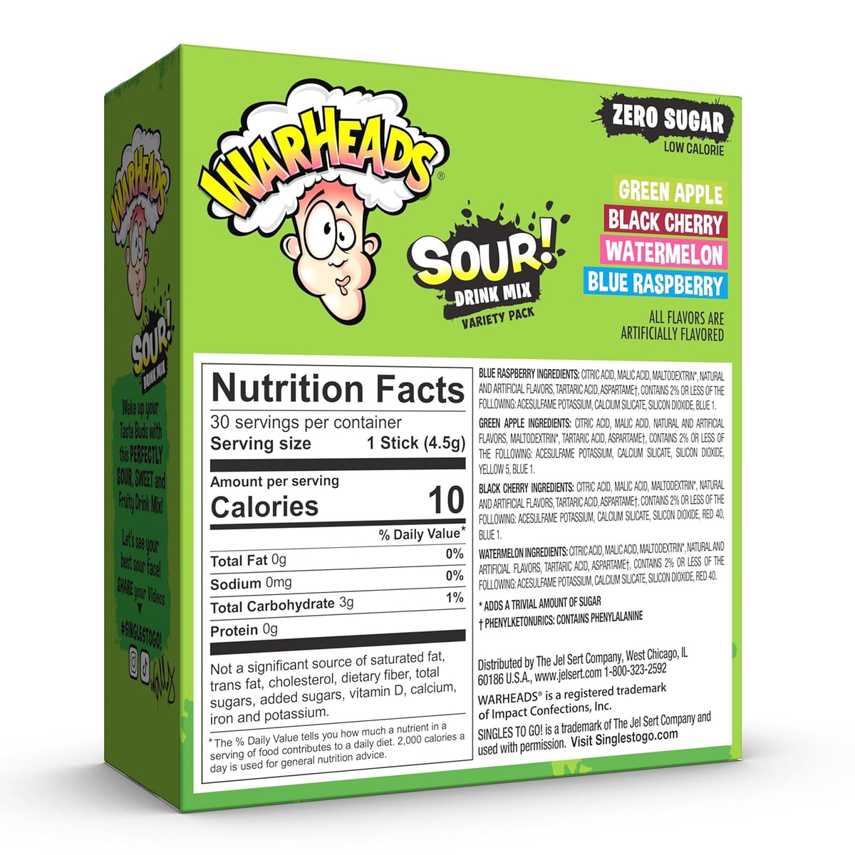 four-flavor variety: green apple, black cherry, watermelon, blue raspberry