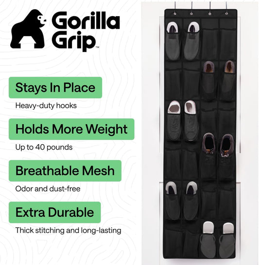 four heavy-duty over-door hooks with slip-resistant grip that fit most standard doors