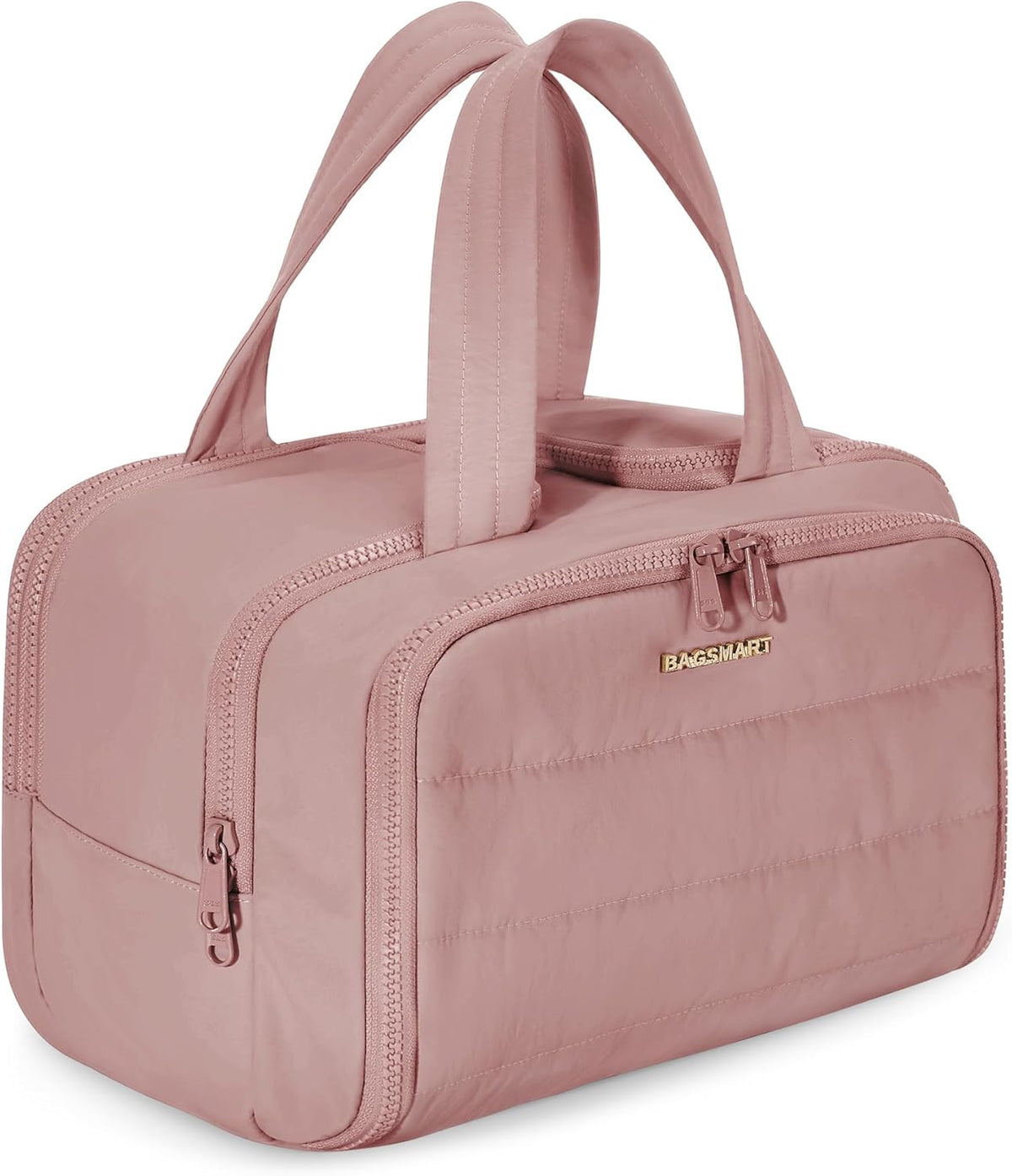 four internal compartments for categorized storage of toiletries, makeup, and accessories