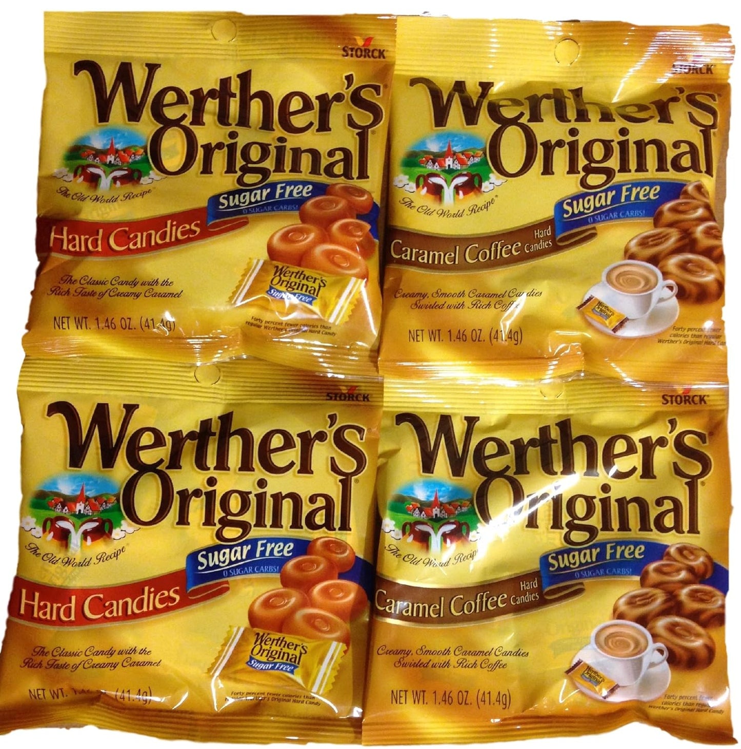four-pack bundle: 2x sugar-free hard candy + 2x sugar-free caramel coffee hard candy