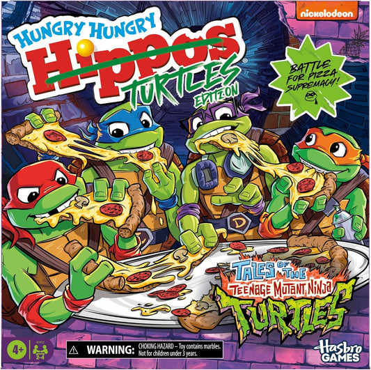 four playable teenage mutant ninja turtles characters (leonardo, donatello, raphael, michelangelo) replacing the classic hippos