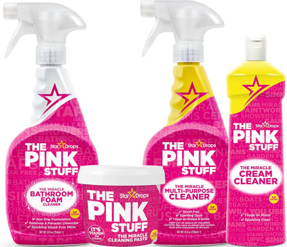 four-product bundle: paste, multi-purpose spray, bathroom foam spray, and cream cleaner