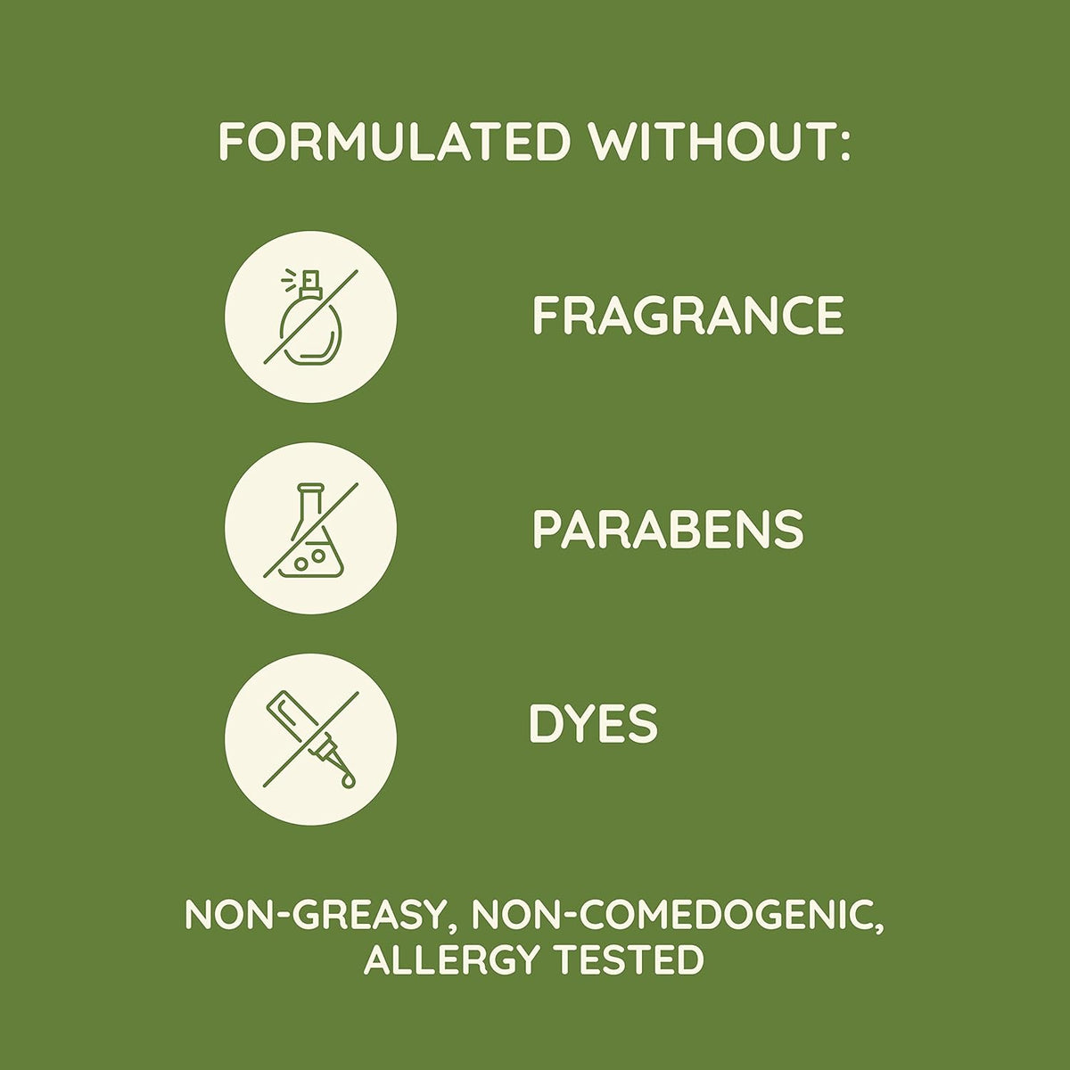fragrance-free, dye-free, and paraben-free formulation
