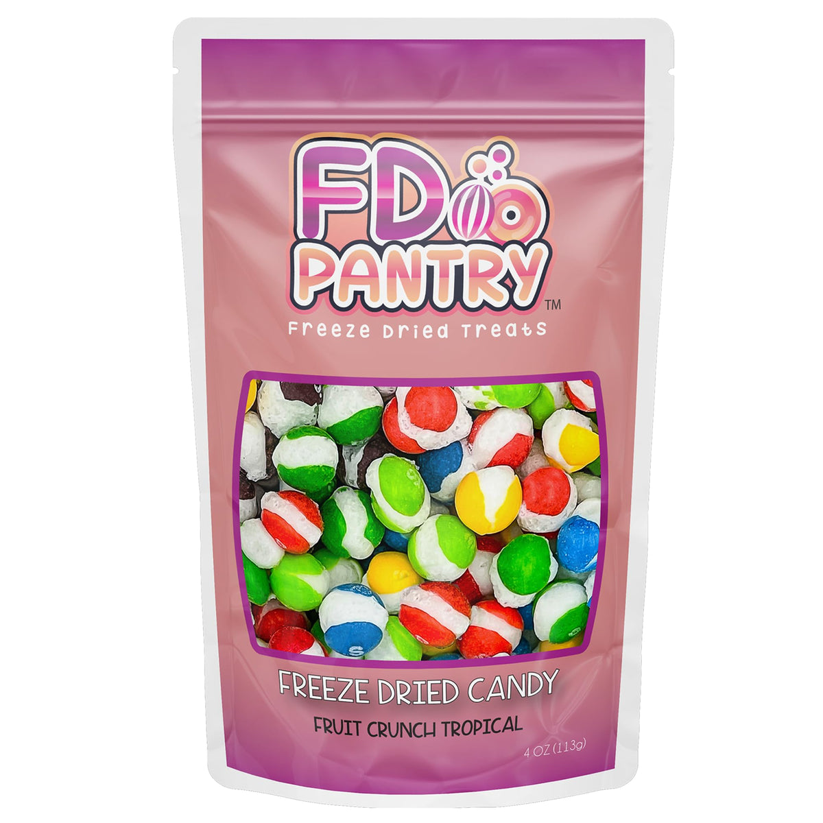 Freeze-Dried Candy Fruit Crunch Tropical, 4 oz, Assorted Variety Flavors, Bag Pouch, Ideal Gift Snack