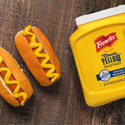 French's Classic Yellow Mustard, 105 oz – Zero Calorie, Gluten-Free Mustard for Health-Minded Kitchens and Picnic Tables
