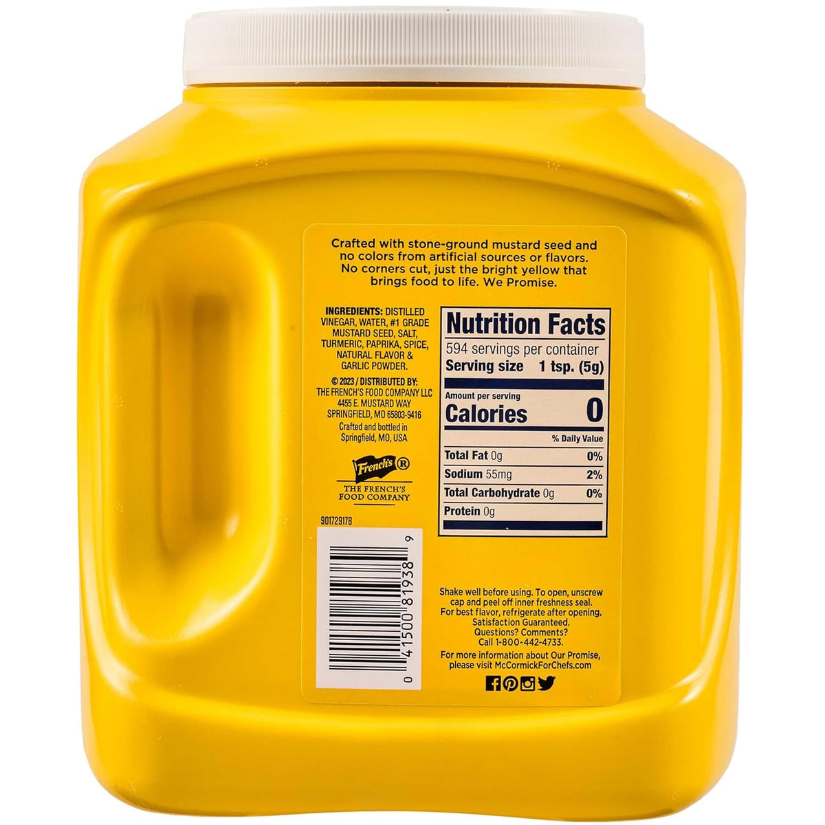 French's Classic Yellow Mustard, 105 oz – Zero Calorie, Gluten-Free Mustard for Health-Minded Kitchens and Picnic Tables