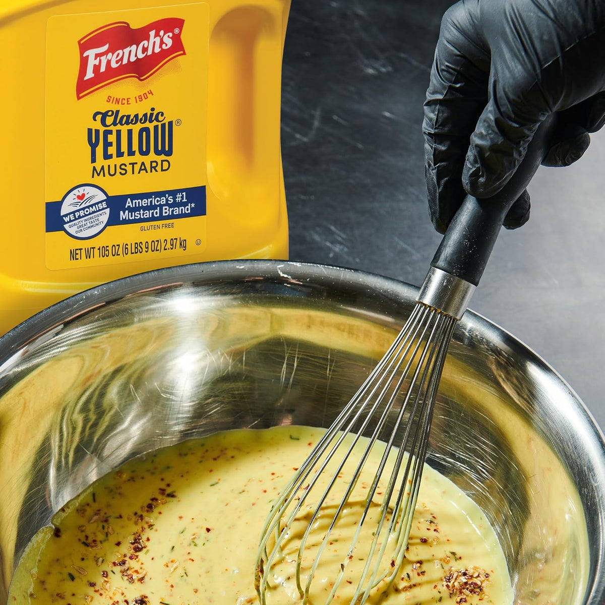 French's Classic Yellow Mustard, 105 oz – Zero Calorie, Gluten-Free Mustard for Health-Minded Kitchens and Picnic Tables