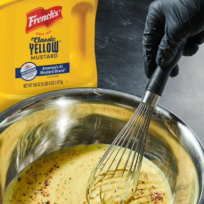 French's Classic Yellow Mustard, 105 oz – Zero Calorie, Gluten-Free Mustard for Health-Minded Kitchens and Picnic Tables