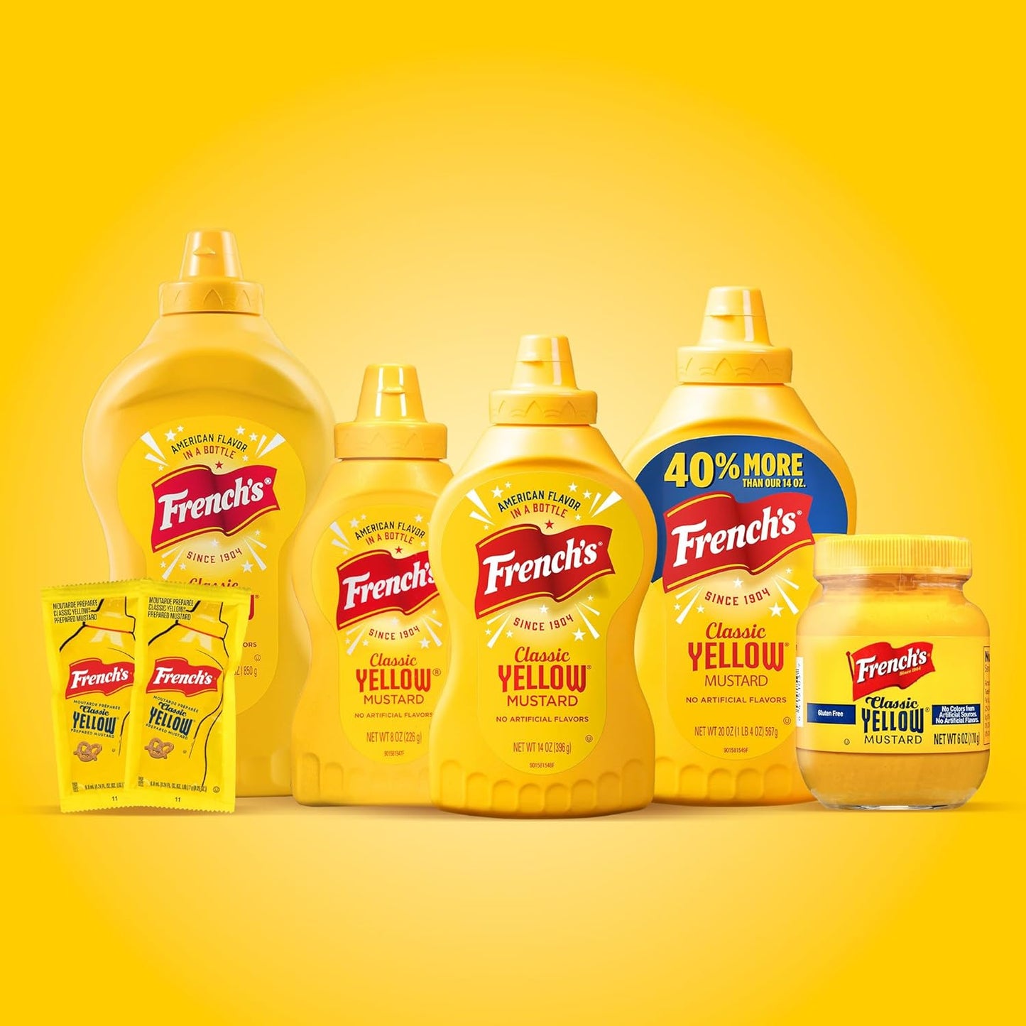 French's Classic Yellow Mustard – Clean-Label Zero Calorie Condiment for Guilt-Free Meal Prep, 14 oz