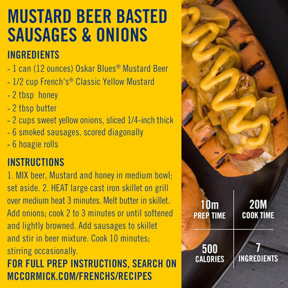 French's Classic Yellow Mustard – Clean-Label Zero Calorie Condiment for Guilt-Free Meal Prep, 14 oz