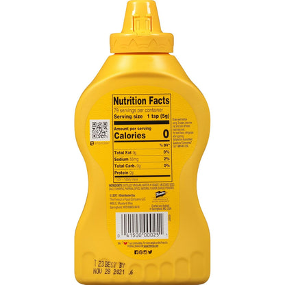 French's Classic Yellow Mustard – Clean-Label Zero Calorie Condiment for Guilt-Free Meal Prep, 14 oz