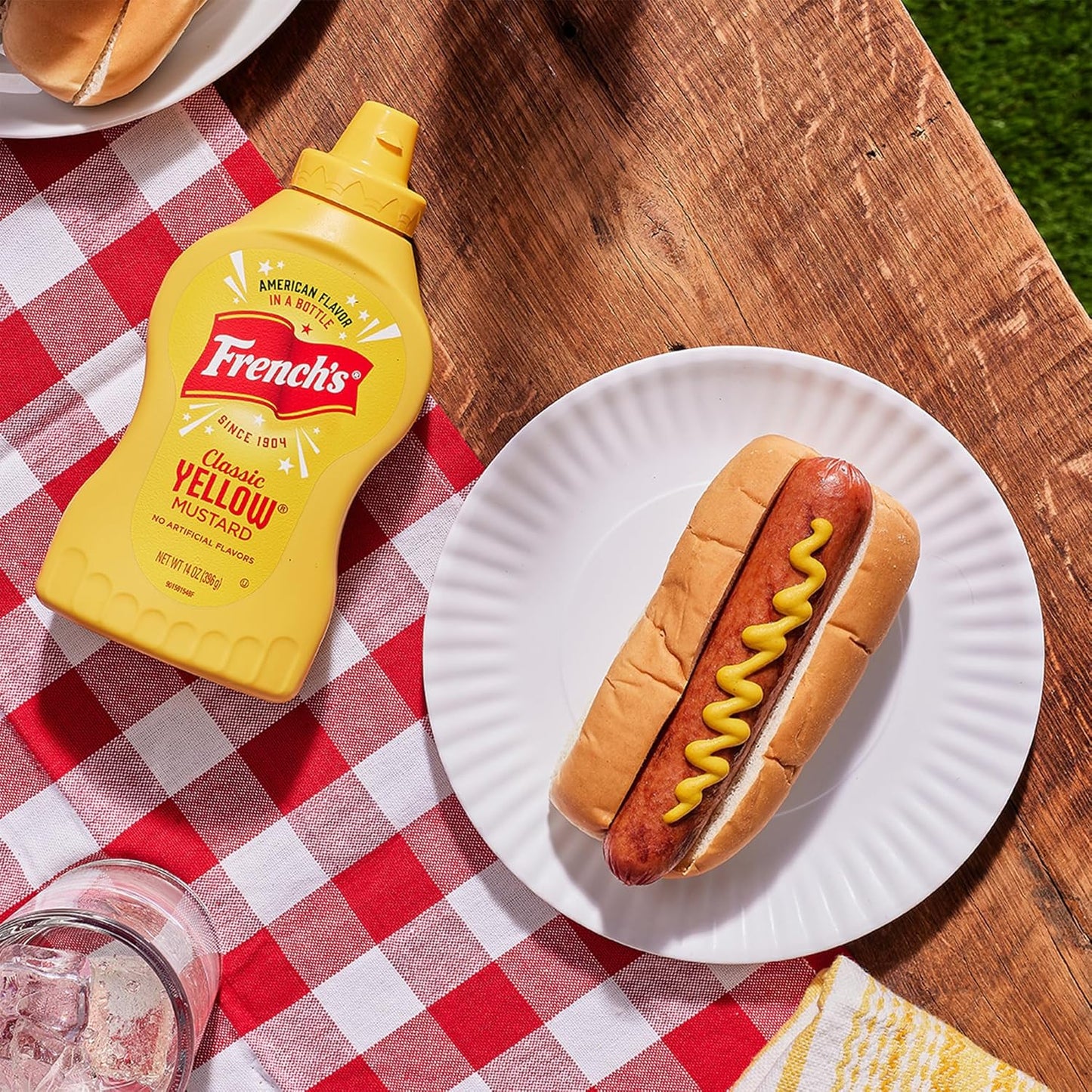 French's Classic Yellow Mustard – Clean-Label Zero Calorie Condiment for Guilt-Free Meal Prep, 14 oz