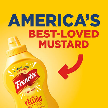 French's Classic Yellow Mustard – Clean-Label Zero Calorie Condiment for Guilt-Free Meal Prep, 14 oz