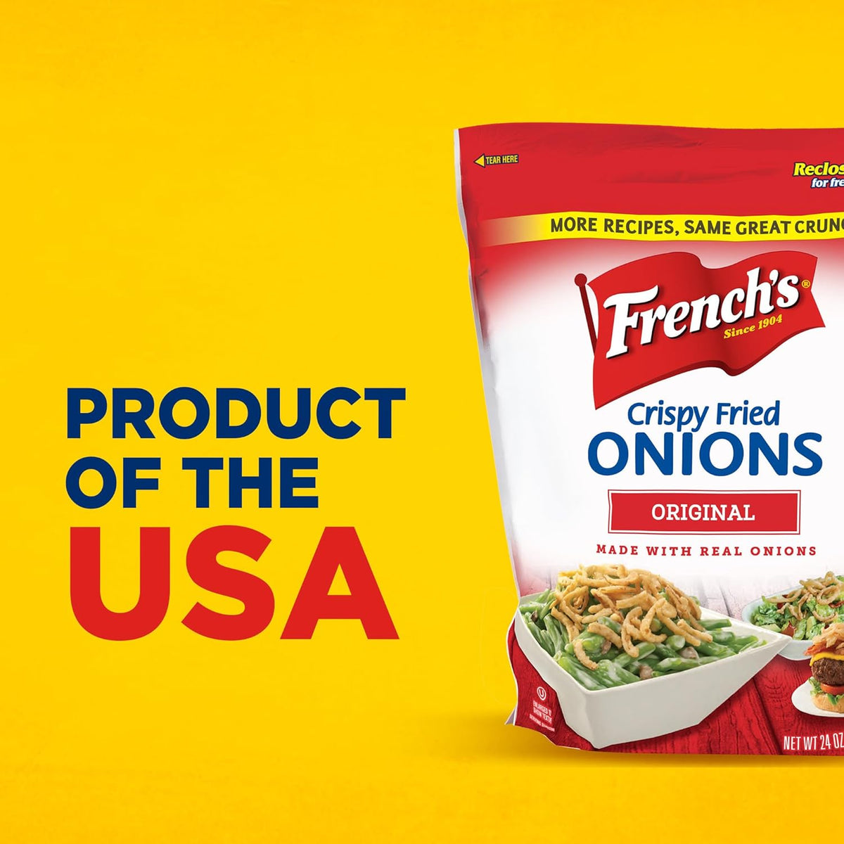 French's Original Crispy Fried Onions 24 oz – Pre-Fried Onions for Quick Side Dishes and Fast Meal Prep