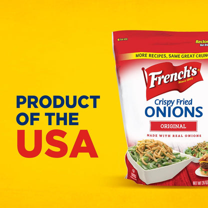 French's Original Crispy Fried Onions 24 oz – Pre-Fried Onions for Quick Side Dishes and Fast Meal Prep