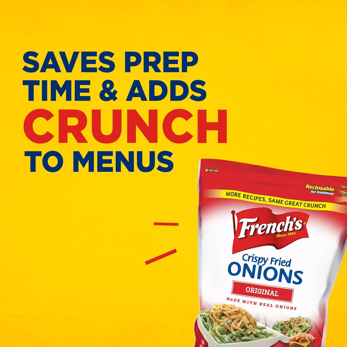 French's Original Crispy Fried Onions 24 oz – Pre-Fried Onions for Quick Side Dishes and Fast Meal Prep