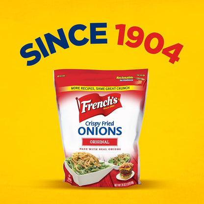 French's Original Crispy Fried Onions 24 oz – Pre-Fried Onions for Quick Side Dishes and Fast Meal Prep