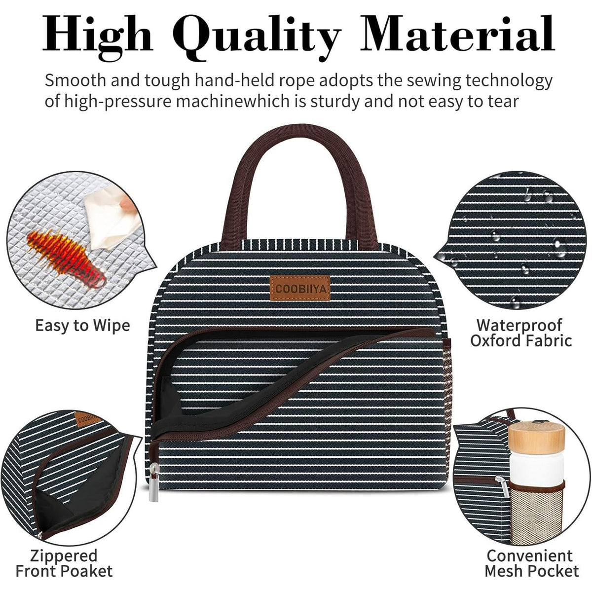 front zippered security pocket and side mesh bottle pocket