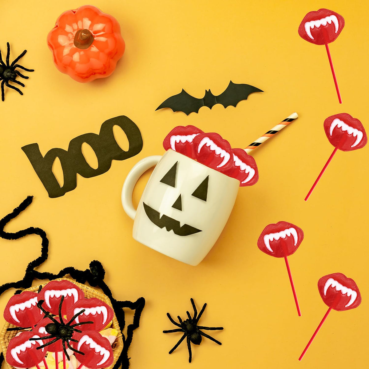 Fruidles Vampires Fangs Tattoo Lollipops – Novelty Hostess Gift for Halloween Party Planners and Event Coordinators