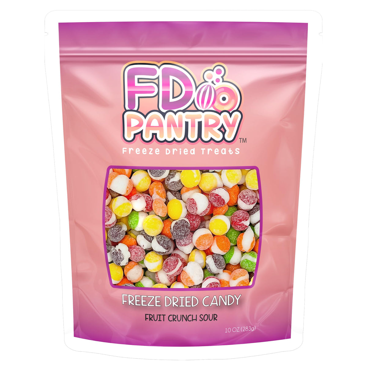 Fruit Crunch Sour Freeze Dried Candy 10oz, Assorted Sour Freeze Dried Candy Variety Pack 10 oz Large Pouch, Ideal Crunchy Freeze Dried Sweets Gift - Large Resealable Bag