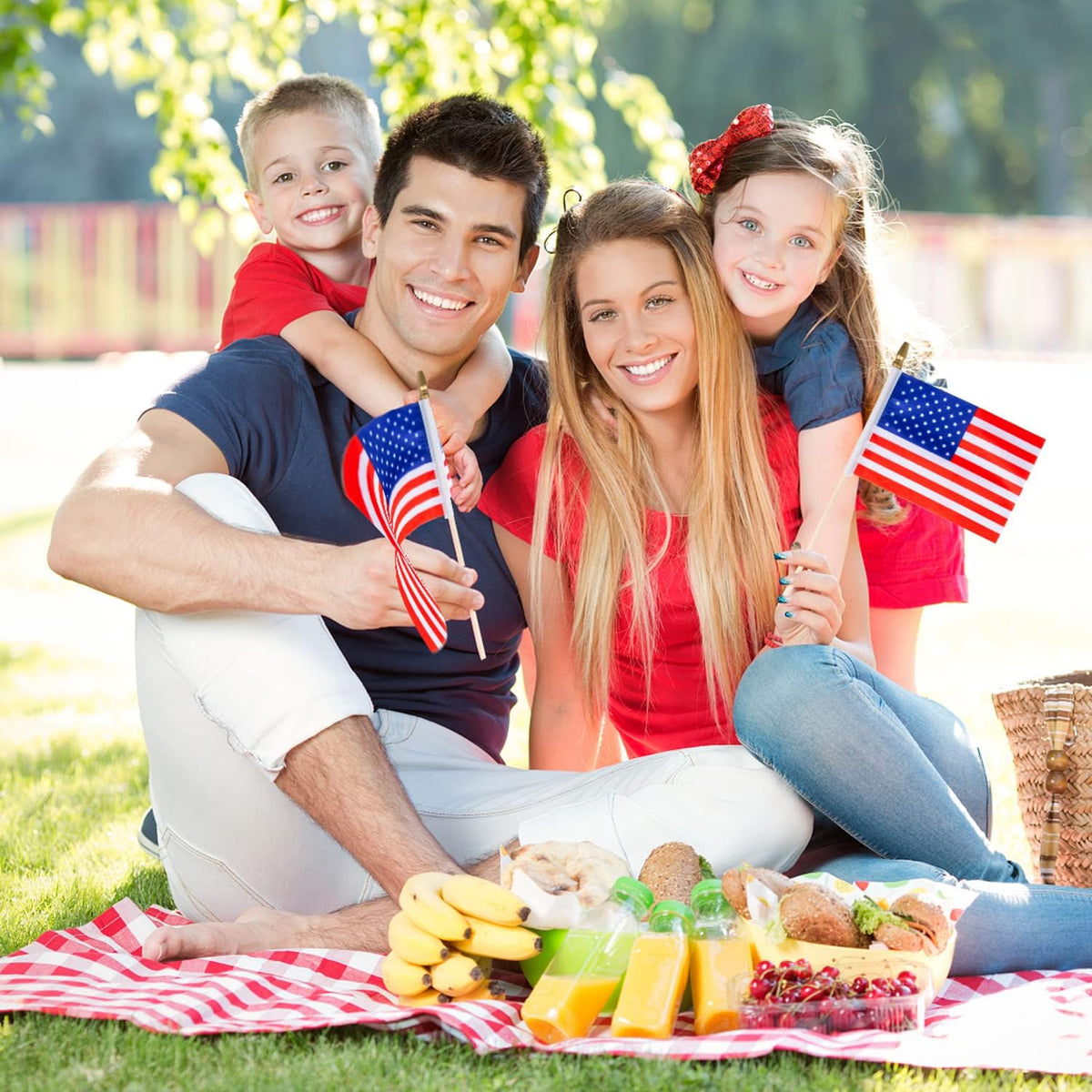 full-color red, white, and blue star-and-stripe print