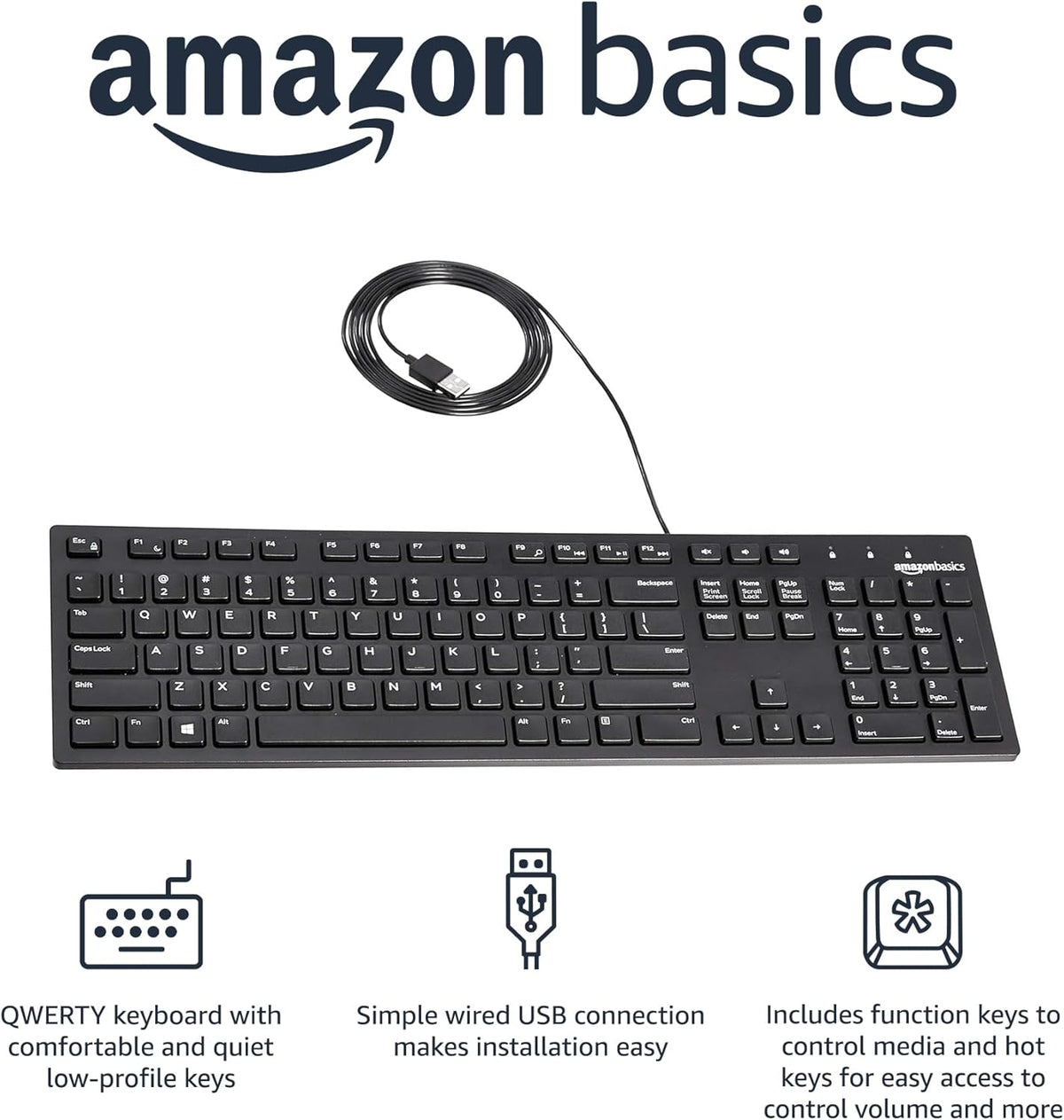 full-sized 105-key qwerty layout with dedicated number pad