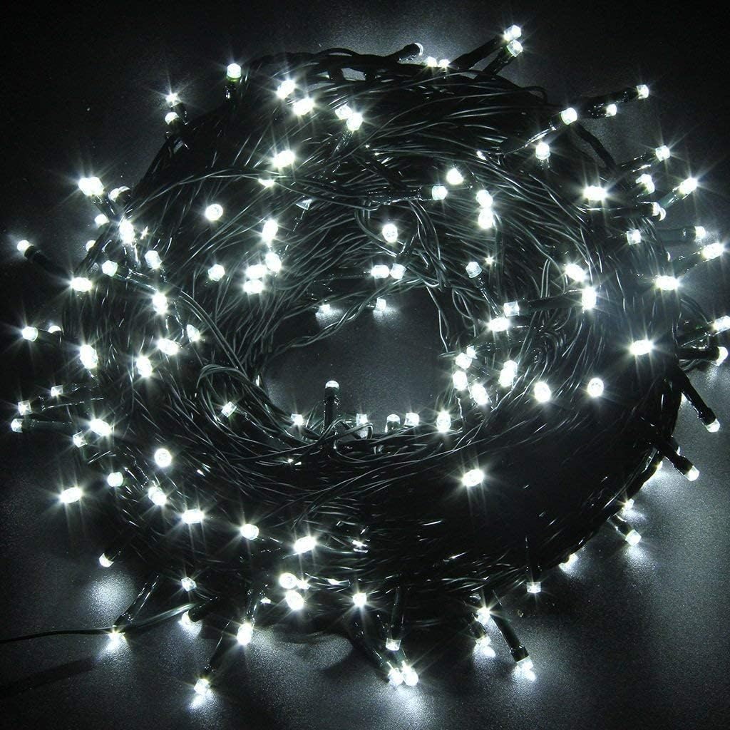 FULLBELL Black Wire Outdoor Fairy Lights 33ft 100 LED – Porch, Balcony & Camping String Lights Connectable Up to 6 Sets
