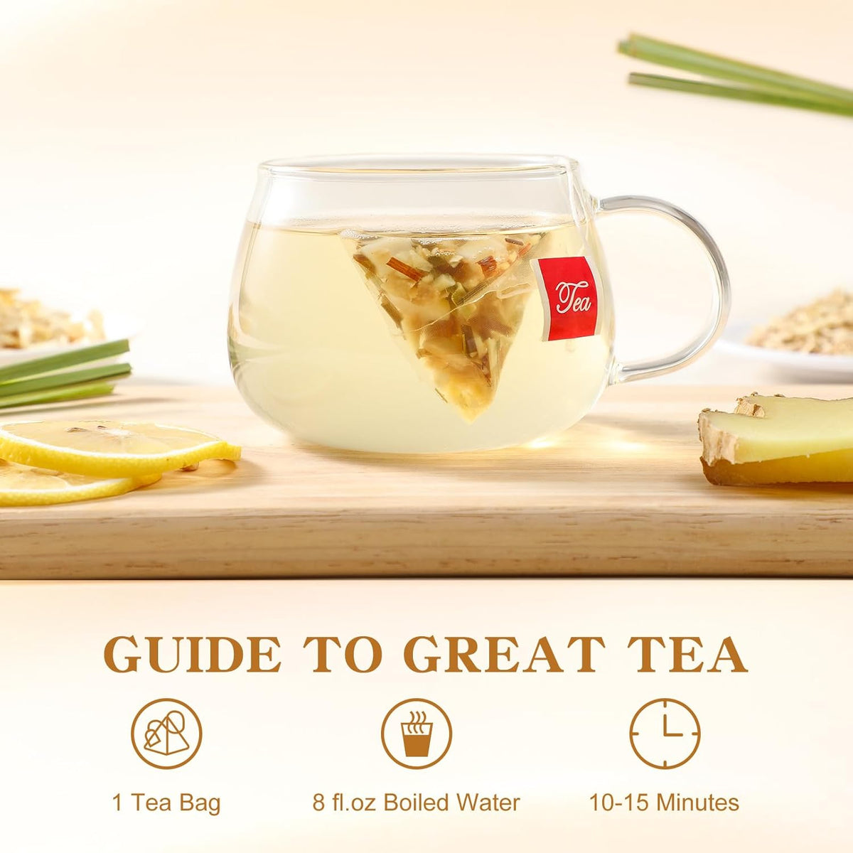 FullChea Lemon Ginger Tea Bags – Vibrant Blue Brew for a Cozy Reading Chair Aesthetic