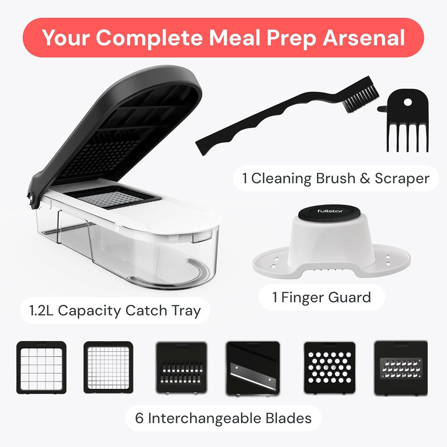 Fullstar Core Vegetable Chopper - All-in-One Dicer Replacing Mandoline and Grater, Clean Countertop Design